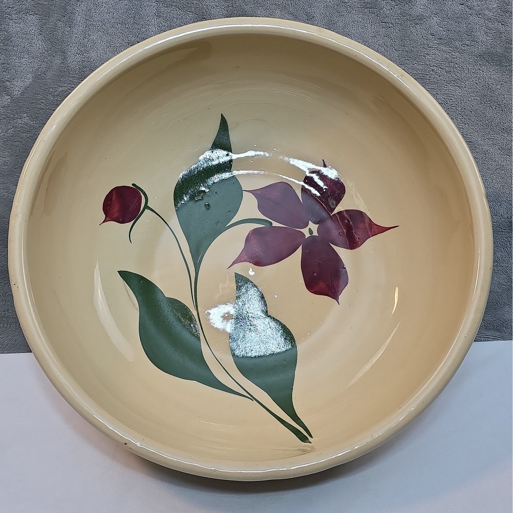 Vintage Watt Ware Pottery Large Mixing Bowl 11.75 " Flower Design